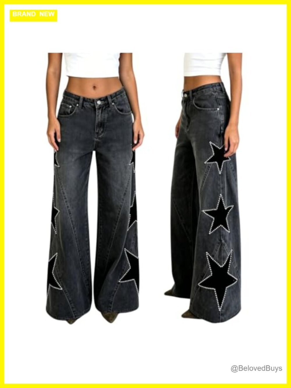Slim Fit High Rise Star Pearl Jeans for Women Denim Pants